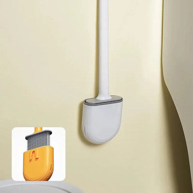 Brosse WC murale en silicone bleu avec long manche - La Boutique Des Toilettes 