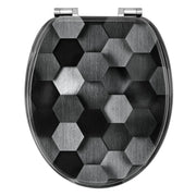 Abattant WC Ovale Gris Motif Mécanisme à Fermeture Douce - La Boutique Des Toilettes 