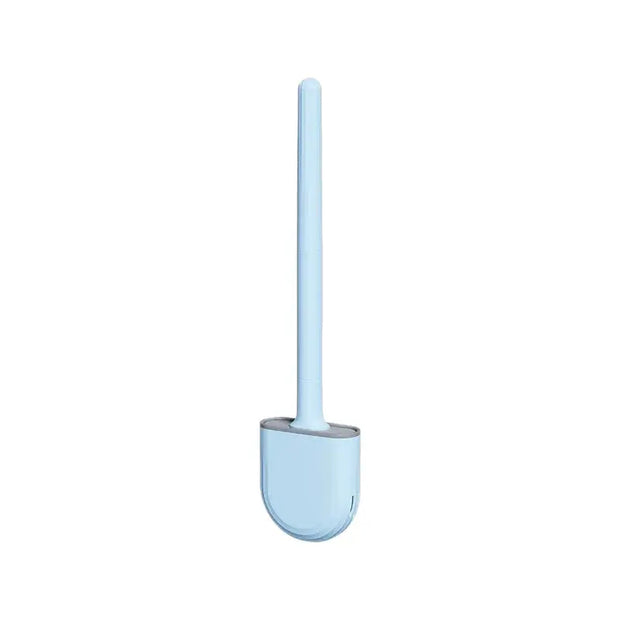 Brosse WC murale en silicone bleu avec long manche - La Boutique Des Toilettes 