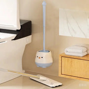 Brosse WC avec base et manche long bleu en plastique - La Boutique Des Toilettes 
