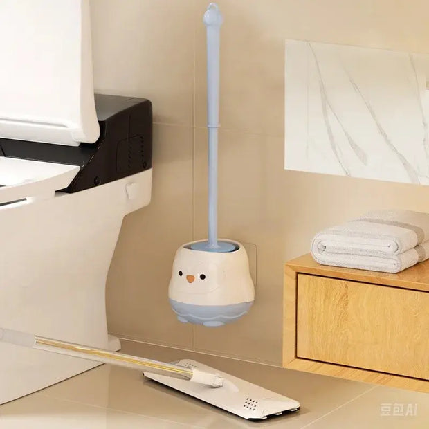 Brosse WC avec base et manche long bleu en plastique - La Boutique Des Toilettes 