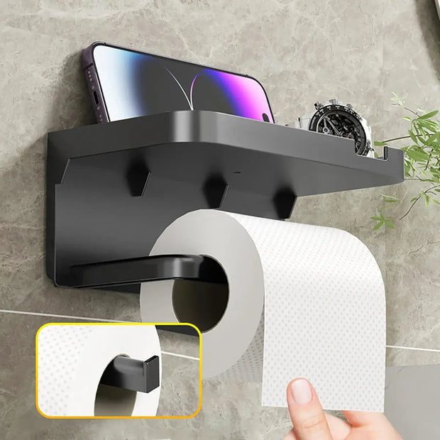 Support Papier Toilette Blanc Sans Perçage pour Salle de Bain - La Boutique Des Toilettes 