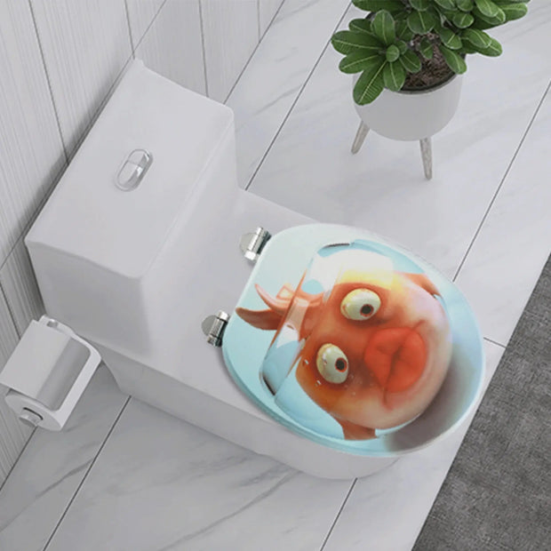 Abattant WC à descente lente motif poisson doré bois - La Boutique Des Toilettes 