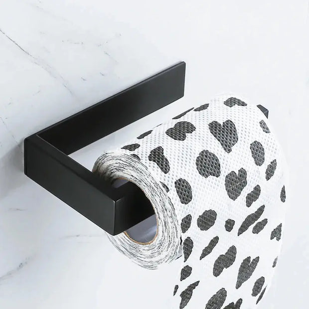 Porte-Papier Toilette Noir Adhésif Sans Perçage - La Boutique Des Toilettes 