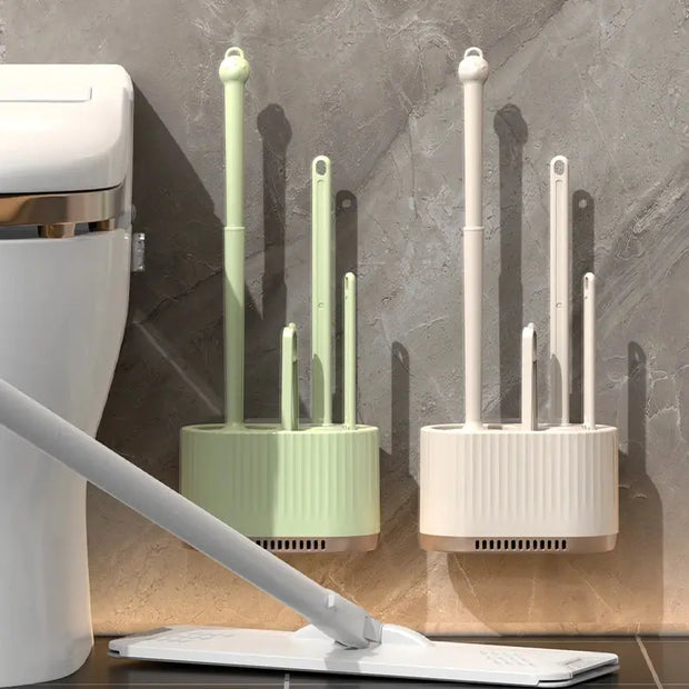 Brosse WC murale 4-en-1, nettoyage sans angle, vert clair - La Boutique Des Toilettes 