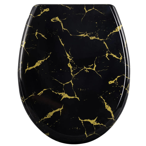 Abattant WC Noir Jaune Soft-Close Universel - La Boutique Des Toilettes 