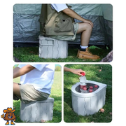 Toilette pliante portable grise avec siège et couvercle