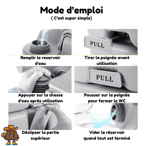 Toilette portable 20L pour camping et caravane 130 kg