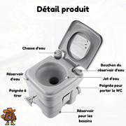 Toilette portable 20L pour camping et caravane 130 kg