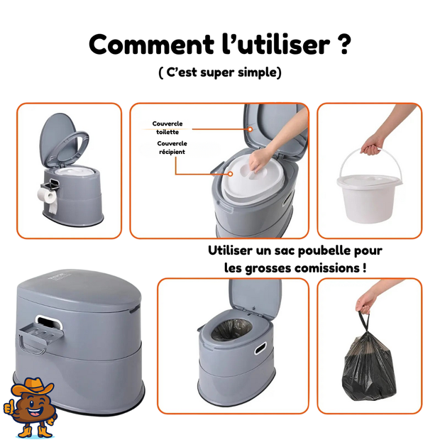 Toilette portable de camping avec seau amovible 1,3G