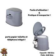 Toilette portable de camping avec seau amovible 1,3G