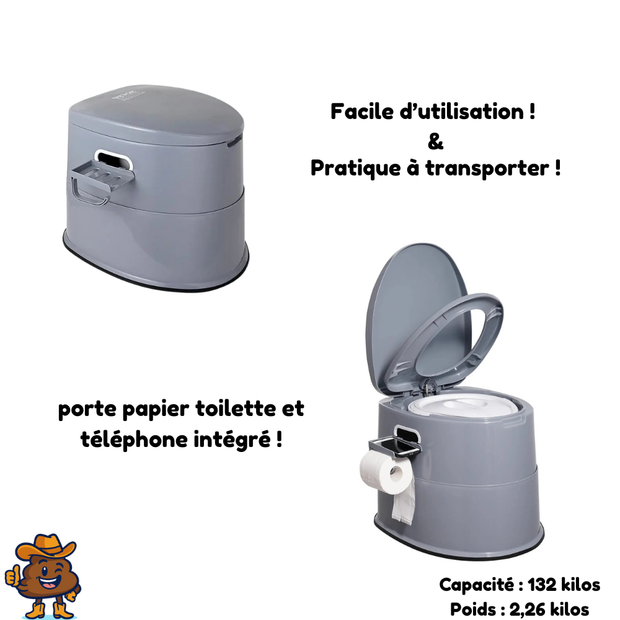 Toilette portable de camping avec seau amovible 1,3G