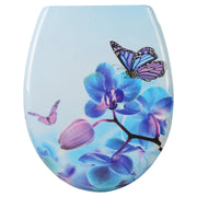 Abattant WC Bleu à Fermeture Douce Motif Papillon - La Boutique Des Toilettes 