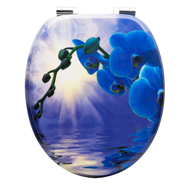 Abattant WC universel à frein de chute couleur orchidée bleue - La Boutique Des Toilettes 