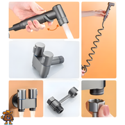 Douchette WC noire 2 en 1 avec robinet double sortie